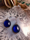 Two drops of sky in salt Earrings - blue transparent