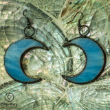 Blue Crescent moon earrings