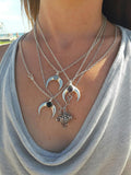 White Crescent Moon Pendant with moonstone
