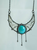 Pendant Kingdom of the moon, Crescent Moon Pendant, Fantasy moon, Stained Glass, Half Moon Jewelry, handmade boho necklace, ethnic jewelry