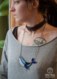 Blue Space Whale Pendant, whale shark, blue sea, blue whale necklace, space marine, baleen whale, sea glass necklace, animal brooch shell