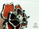 Flower Glass Ring, poppy ring, Red Flower Ring, poppy jewelry, signet ring, floral ring, nature ring, carved shell flowers, stained glass