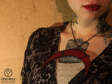 Pendant Red Crescent Moon - '' Maya ''. Blood Moon stained glass Necklace, Gothic style, Witchcraft Necklaces, Witch jewelry, gules lunula