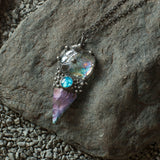 Pendant with natural stone - indian agat and stain glass. Arrow Pendant - Arrowhead - Druid - For Men and Women Shamanic Jewelry