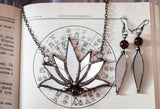 Lotus Nine- Winged, Boho Lotus, Flower Pendant, Mantra Necklace | Glass Lotus Necklace, Botanical | Tribal