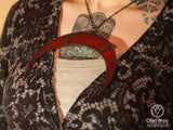 Pendant Red Crescent Moon - '' Maya ''. Blood Moon stained glass Necklace, Gothic style, Witchcraft Necklaces, Witch jewelry, gules lunula