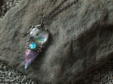 Pendant with natural stone - indian agat and stain glass. Arrow Pendant - Arrowhead - Druid - For Men and Women Shamanic Jewelry