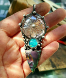 Pendant with natural stone - indian agat and stain glass. Arrow Pendant - Arrowhead - Druid - For Men and Women Shamanic Jewelry