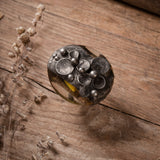 Steampunk Ring, Meteorite goosebumps, blob ring, bead Ring, Steampunk jewelry, signet ring, moon crater, big ring, stained glass