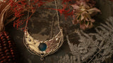 Sterling Silver Surface- Pendant Crescent Moon with iridescent stain glass.Modern juwelry, Boho Accessory, lunar necklace, elf Luna