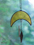 Pendant Crescent Moon, Yellow Crescent, Moon Pendant, Boho Accessory, yellow pendant, yellow necklace, Moon Jewelry Witchy Pendant