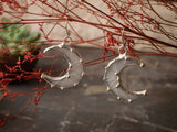 White Crescent Moon Earrings, with Silver Plated, Stain glass, Elf Earrings, Festival juwelry, Boho Style, half moon jewelry, fairy earring