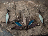 Big Lotus 7 wings, Boho Lotus, Flower Pendant, Mantra Necklace, Glass Lotus Necklace,lava rock beads, Stain glass, Handcraft, Handmade