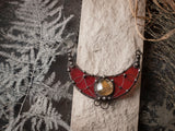 Pendant Red Moon - Stained Glass - Gothic Necklace - Modern Pendant - modern art - Witch Necklace - modern art jewelry