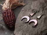 Crescent Moon Earrings with hypoallergenic Earring Hooks, Stain glass, Witchy Earrings, Festival juwelry, Boho Style, half moon purple