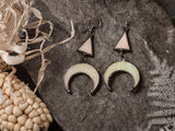 Crescent Moon Earrings with hypoallergenic Earring Hooks, Stain glass, Witchy Earrings, Festival juwelry, Boho Style, half moon purple