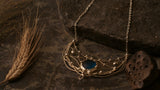 Sterling Silver Surface- Pendant Crescent Moon with iridescent stain glass.Modern juwelry, Boho Accessory, lunar necklace, elf Luna