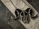 aries black skull necklace, zodiac, viking costume, wiccan jewelry magic, astrology necklace, animal skull, witchcraft, magic amulet