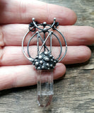 Quartz Crystal Pendant with rune dagaz -dæg (day) , Gemstone Pendant, Rune necklace, Pendant Healing, Crystals Nordic necklace