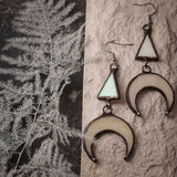 Crescent Moon Earrings with hypoallergenic Earring Hooks, Stain glass, Witchy Earrings, Festival juwelry, Boho Style, half moon purple
