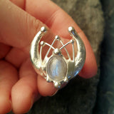 Silver plated moon ring with natural moon stone. Moon phase, wiccan, witchcraft jewelry, crescent moon, celestial, tiny moon ring, lunula