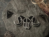aries black skull necklace, zodiac, viking costume, wiccan jewelry magic, astrology necklace, animal skull, witchcraft, magic amulet