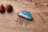 Stained Glass Cloud Shaped Brooch, vintage brooch, rainy cloud brooch, Stain Glass Brooch, weather pin, Rain Pin tribal jewelry, blue pin