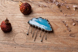 Stained Glass Cloud Shaped Brooch, vintage brooch, rainy cloud brooch, Stain Glass Brooch, weather pin, Rain Pin tribal jewelry, blue pin