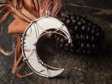 Large Crescent Mirror Moon with silver plated , Modern Jewelry, half moon crescent necklace, Mirror pendant, Lunula Necklace, lunar necklace