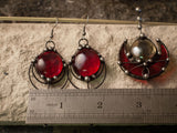 Two red drops earrings, minimalist dangle earrings, wine red earrings, deep red drop, red women earrings, art nouveau earrings