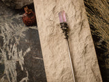 Chinese metal hair stick with pink and blue quartz