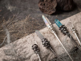 Chinese metal hair stick with clear Quartz, Hair Clip