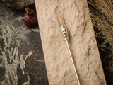 Chinese metal silver plated hair stick with smoky quartz, Hair Clip