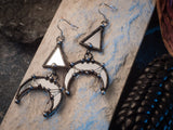 Crescent Moon Earrings with hypoallergenic Earring Hooks, mirror glass, Witchy Earrings, Festival juwelry, Boho Style, half moon mirror