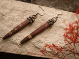 Pendant and earrings set- The Queen of Night, from stained glass and sea urchin spine. Freedom and magic, Boho and Ethnic