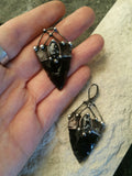 Earrings from Natural Stone- Obsidian and snow Obsidian, Necklace, Witchcraft Jewelry For Men and Women, Shamanic Jewelry