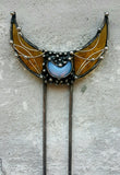 Stain Glass yellow Hair Fork, Bun Brass Holder, Hair Pin