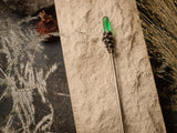 Chinese metal hair stick with green quartz, Hair Clip