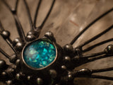 Pendant Blue Grass. Boho necklace with natural stone- quartz and moonstone. Witchcraft necklaces.