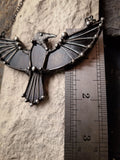 Dark Raven Necklace, Black stained glass Pendant, Fairytale Gifts, Bird Necklace, Crow Charm