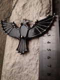 Dark Raven Necklace, Black stained glass Pendant, Fairytale Gifts, Bird Necklace, Crow Charm