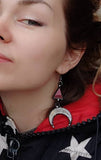 Crescent Moon Earrings with hypoallergenic Earring Hooks, mirror glass, Witchy Earrings, Festival juwelry, Boho Style, half moon mirror