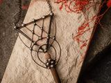 Pendant and earrings set- The Queen of Night, from stained glass and sea urchin spine. Freedom and magic, Boho and Ethnic
