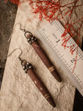 Pendant and earrings set- The Queen of Night, from stained glass and sea urchin spine. Freedom and magic, Boho and Ethnic