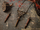 Pendant and earrings set- The Queen of Night, from stained glass and sea urchin spine. Freedom and magic, Boho and Ethnic