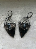 Earrings from Natural Stone- Obsidian and snow Obsidian, Necklace, Witchcraft Jewelry For Men and Women, Shamanic Jewelry