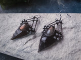 Earrings from Natural Stone- Obsidian and labrodorite, Witchcraft Jewelry, Shamanic Jewelry, dark style, black arrowhead
