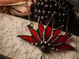 Big Lotus 7 wings, Boho Lotus, Flower Pendant, Mantra Necklace, Glass Lotus Necklace, Red necklace, Stain glass, Handcraft, Handmade