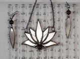Big pendant- mirror Lotus with Garnet Stone, Boho Lotus, Flower Pendant, Mantra Necklace, Glass Lotus Necklace, Mirror necklace