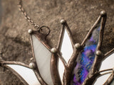 Big Lotus 7 wings, Boho Lotus, Flower necklace, Mantra Pin, Glass Lotus pendant, Iridescent Stain glass, Handcraft, Handmade charm